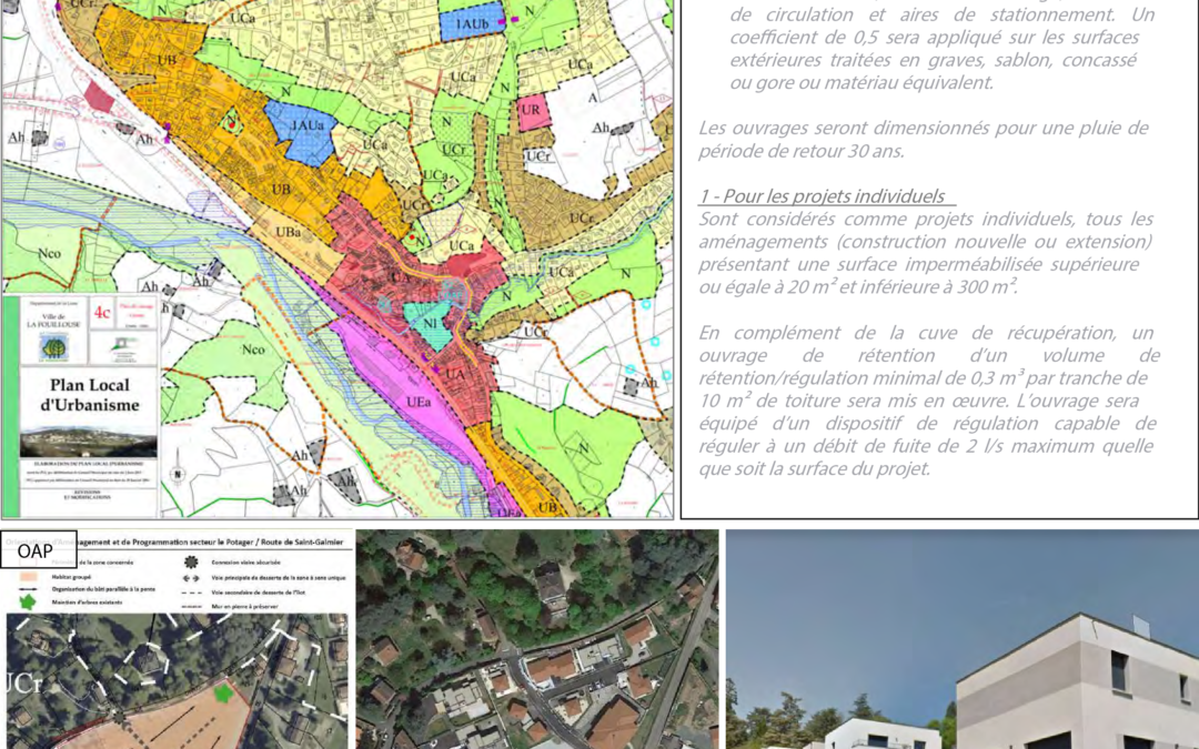 Élaboration de P.L.U. – Gestion des eaux pluviales en secteur urbain – Commune de La Fouillouse (42)