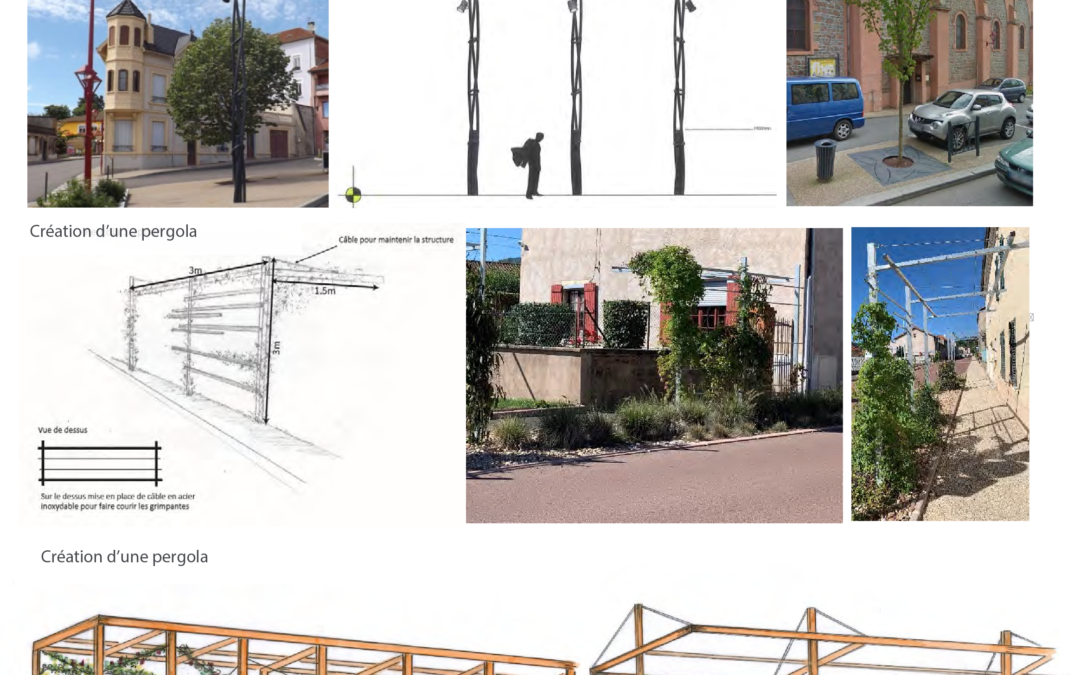 Conception de mobilier urbain : mâts d’éclairage, grilles d’arbre, Pergolas ….